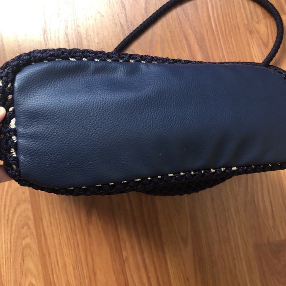 The Sak Crochet Shoulder Bag Dark Navy Blue Silver Metallic - Picture 6 of 6